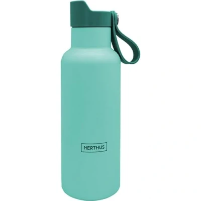 Immagine di NERTHUS FIH 1332 Bottiglia Sport CLICK &amp; DRINK! a Doppia Parete da 500 ml con Tappo Scatto, Idratazione e Stile in un Design Premium Turchese