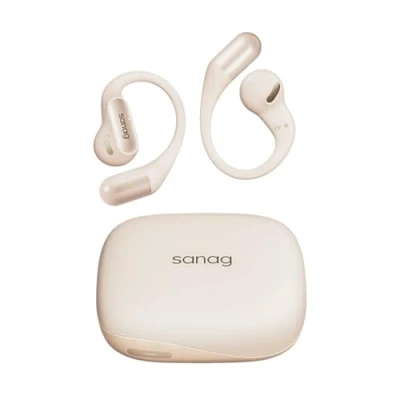 Immagine di SANAG G6S Open Ear Headphones, Adjustable Hooks, Ultra Comfort, Snug Fit, Powerful Sound, Clear Calls, IP68, LED Lights, 56H Playtime, Bluetooth 5.3 Earbuds, Multipoint Connection (Beige)