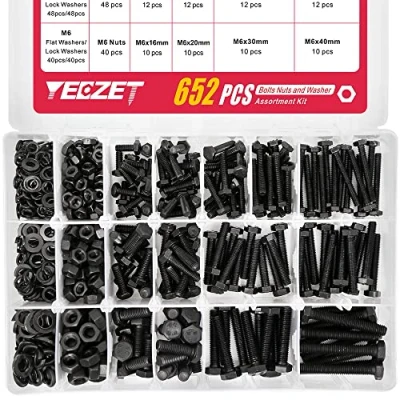 Immagine di YEEZET 163 Imposta M4 M5 M6 Kit Assortimento di Bulloni e Dadi Per Impieghi Gravosi Acciaio Legato Grado 8,8 Include 13 Taglie Più Comuni