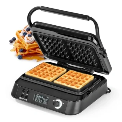 Immagine di N8WERK Macchina per cialde Premium nella Midnight Edition 1600W 5 programmi 7 livelli di doratura Timer conto alla rovescia Piastre riscaldamento extra profonde ariose