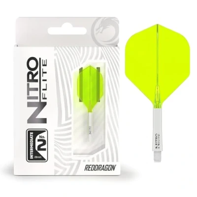 Immagine di RED DRAGON Freccette Nitro Flite Integrated Flight &amp; Shaft System N. 2 Forma e design Colore bianco giallo, lunghezza intermedia