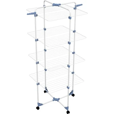 Immagine di Gimi Modular 4 Stendibiancheria Da Pavimento, Stendino A Torre, Verticale, Con Ruote, Acciaio, Bianco