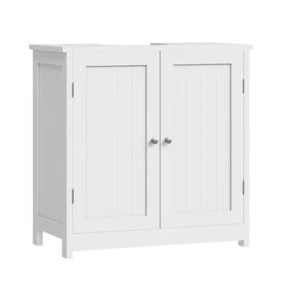 Immagine di WOLTU Mobile Sottolavabo per Bagno Mobiletto a Terra Sottolavandino Armadietto Salvaspazio Due Ante con Ripiani in MDF Grigio BZS02gr