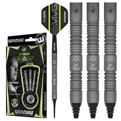 Immagine di WINMAU Michael Van Gerwen MvG ExAct 18 gram Softip Tungsten Darts Set with Flights and Stems (Shafts)