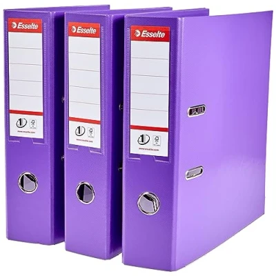 Immagine di Esselte, N1 Power, Confezione da 3 raccoglitori a leva, Viola, Dorso 75 mm, A4, PP, 624282