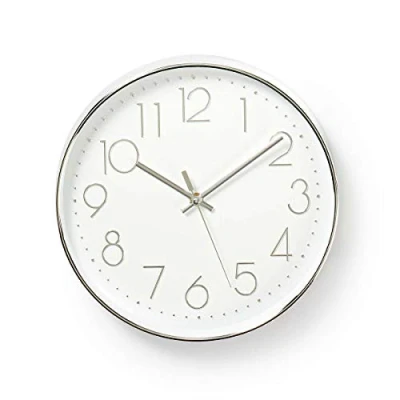 Immagine di Nedis CLWA015PC30SR Orologio da parete circolare, diametro 30 cm, colore: Bianco e Argento