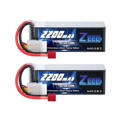 Immagine di Zeee 4S lipo 14,8V 2200mAh 50C litio Batteria RC batteria, con connectore Deans T spina, per FPV Racing UAV Drone Evader BX Veicolo Auto LKW Truggy Nave Modells Hobby (2 Batteria)