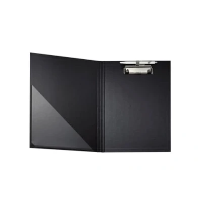 Immagine di Exacompta 18291E Porta blocco con patta in cartone balacron clip e portapenne. Tasca angolare plastica formato 23 cm x 32 per documenti A4 colore Nero