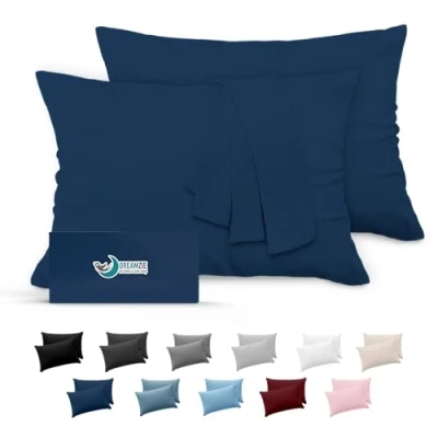 Immagine di Dreamzie Federe Cuscini 40x70 (Set 2) Microfibra Oeko Tex Certificazione Federa Cuscino Dolce Blu Scuro