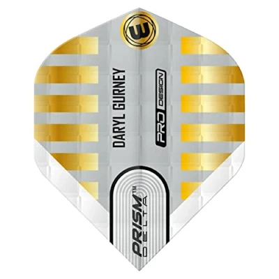 Immagine di WINMAU Prism Delta Daryl Gurney Bianco e Oro Goffrato Dart voli 1 Set per Confezione (3 in Totale)