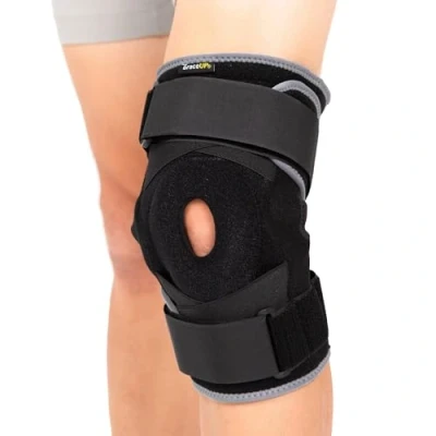 Immagine di BraceUP Tutore ginocchio Regolabile con supporto articolato per il dolore al Massimo e comfort lesioni ACL/PCL, lacrime del menisco, artrite (L/XL)