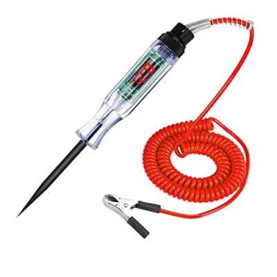 Immagine di Xingdianfu tester di tensione per auto con spia controllo auto, voltaggio, corrente, penna prova morsetto coccodrillo, 6/12/24 V