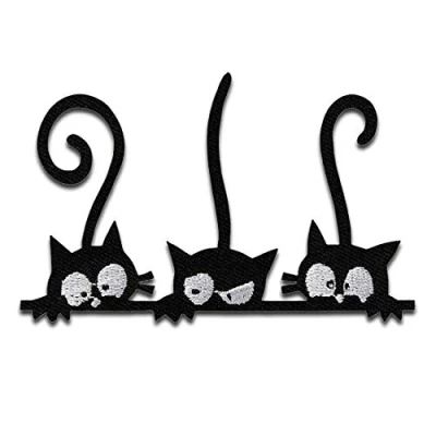 Immagine di Tre gatti animali Toppe termoadesive Patch Toppa ricamate, misura: 8,8 x 5,5 cm