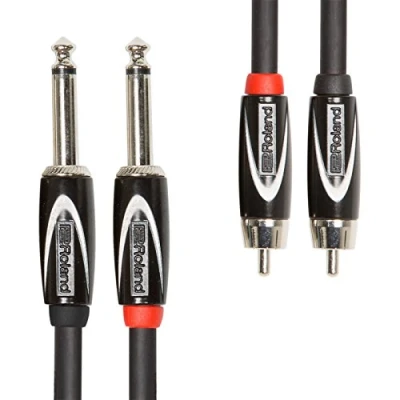 Immagine di Doppio Cavo di Interconnessione Roland Black Series—Da 1/4 a Rca, 1 M /3 Ft Rcc 3 2R28