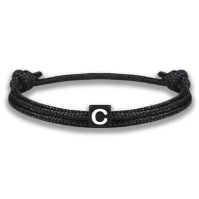 Immagine di GD GOOD.designs Bracciale in corda con lettere dell&#039;amicizia nero regolabile dimensioni 14cm 24cm Iniziale C