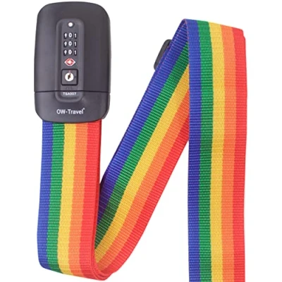 Immagine di OW Travel Cinghia TSA per Valigia (1 Pezzo Arcobaleno) Cintura Codice Personalizzata Identificare la Valigia. Cinghie TSA. Strap lock valigie con combinazione bagagli.