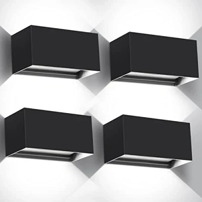 Immagine di Kingwen 4 Pezzi 20W Applique da Parete LED Moderno,Lampada Interno/Esterno, 6000K Bianco freddo, Nero cubo in Alluminio, Angolo del Fascio Regolabile, IP65 Impermeabile