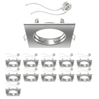 Immagine di ledscom.de 12 pezzi cornice da incasso a soffitto RIR angolare cromata opaca (LED/alogena/MR16/50mm) incl. presa GU5.3