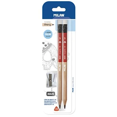 Immagine di Blister 2 matite grafite HB MAXI con gomma + 1 temperamatite