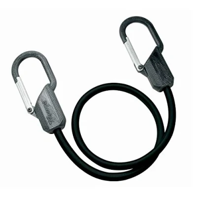 Immagine di Master Lock 3205EURDAT Cavi Elastici con Ganci Moschettone Corda Gancio Brevettato Adatto per Giardinaggio, Campeggio, Nero, 80 cm