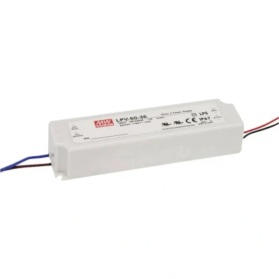 Immagine di alimentatore LED 60 W, 12 V, 5 A, MeanWell, LPV 12; di commutazione