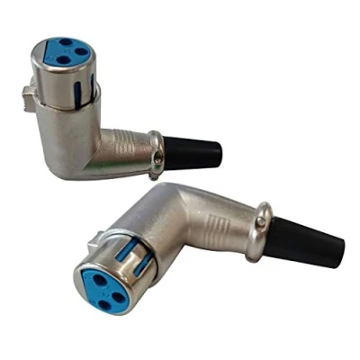 Immagine di zdyCGTime Adattatore XLR fai da te 90 Grado 3 pin femmina a saldare Tipo di connettore per microfono audio (confezione 2 in argento) (XLR femmina)