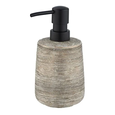 Immagine di Wenko Dispenser Sapone Fedio, dosatore riempibile per Liquido e lozione, in Pregiata Ceramica con inconfondibile Superficie a Rilievo Color Oro, Dipinto Mano, Ø 8,5x17cm, capacità 400ml
