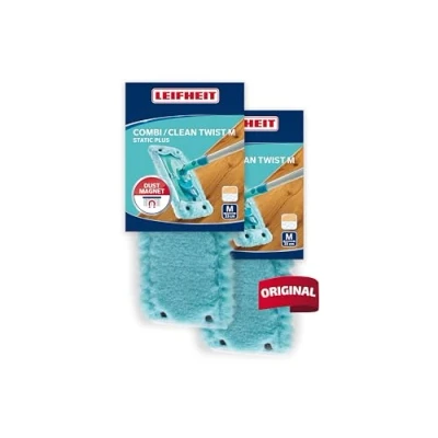 Immagine di Leifheit CLEAN TWIST M static plus set da due pezzi Panno pavimenti elettrostatico, lavapavimenti per una pulizia senza acqua, elettrostatico parquet