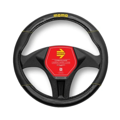 Immagine di Momo CARBON SWC013BY Coprivolante nero, giallo 38 39cm PVC