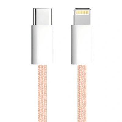 Immagine di APM cavo per iPhone USB C, caricatore [certificato Apple MFi], nylon intrecciato rosa, C ricarica rapida, connettore Lightning, ultra durevole, 14/13/12.., iPad, AirPods