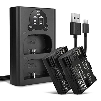 Immagine di CELLONIC 2X Batteria LP E6N E6 Compatibile con Canon 80D 90D 70D 7D 5D Mark IV 60D R6 R5 5Ds R III 2000mAh 7.4V + Caricabatterie Doppio