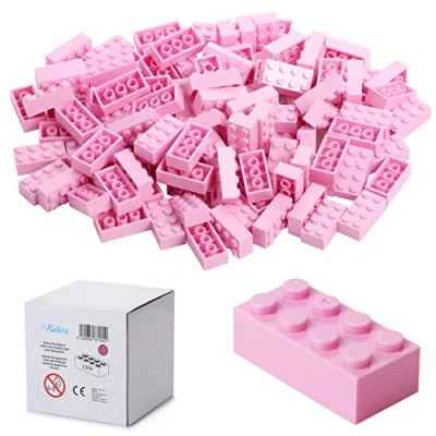 Immagine di 120 Mattoni da Costruzione 4x2, Compatibile con Tutti Gli Altri produttori, Disponibile in Molti Colori Rosa