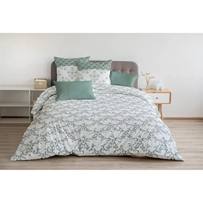 Immagine di Home Linge Passion, Copripiumino 3 pezzi, 100% cotone, 57 fili, 2 persone, 240 x 260 cm, verde (verde/bianco)