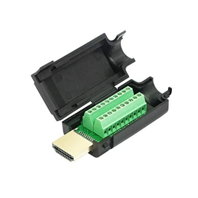 Immagine di Cerrxian, Adattatore per morsettiera a vite HDMI, placcato in oro, da HDMI maschio terminale senza saldatura, connettore con modulo di segnale, involucro