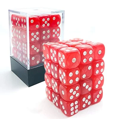Immagine di Bescon 12mm 6 Sided Dice 36 in Brick Box, Six Die (36) Block of Dice, Marble Red