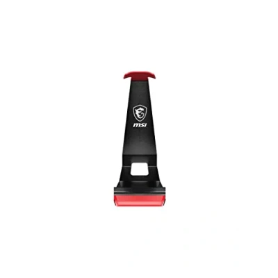 Immagine di MSI HS01 supporto per cuffie da gaming, gestione intelligente dei cavi, design solido in metallo, base antiscivolo, cellulare integrato, Nero e Rosso