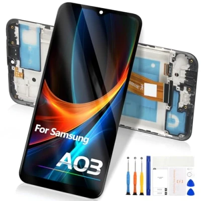 Immagine di Schermo LCD per Samsung Galaxy A03 SM A035 Display Touch Screen A035F A035F/DS A035M Digitalizzatore Vetro Pannello Assemblaggio Riparazione (Nero con Cornice)