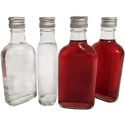 Immagine di 20 bottiglie di vetro da 200 ml (0.2 L) e tappi a vite in metallo (coperchi torsione su coperchi), per la casa, olio gin, aceto, vino vodka, + argento)