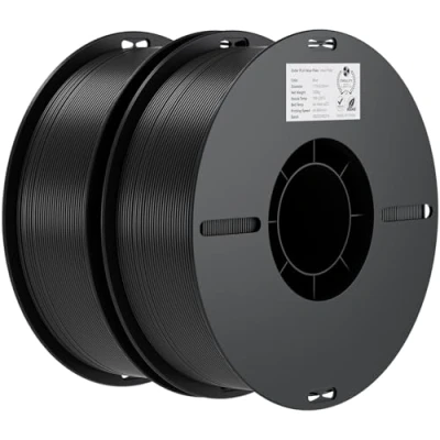 Immagine di Ufficiale Creality PLA Filamento 1,75 mm per Stampante 3D, Bobina di Cartone da 2 kg (4,4 libbre), Dimensionale +/ 0,02 mm, Adatta alla Maggior Parte delle Stampanti 3D FDM(2 Pezzi Neri)