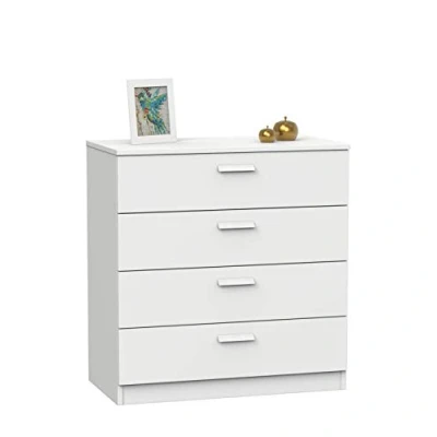 Immagine di Muebles Pitarch Comò 4 Cassetti Guide Metalliche, per Camere, Bianco, 78x74x40 cm (altezza x larghezza profondità), Sinfoniere, Collezione Tibet
