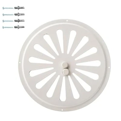 Immagine di Griglia di Ventilazione Rotonda Regolata Realizzata in Acciaio Zincato Colore Bianco con Verniciatura a Polvere RAL9016 Ø17.5 cm, Metallo Apri Chiudi.