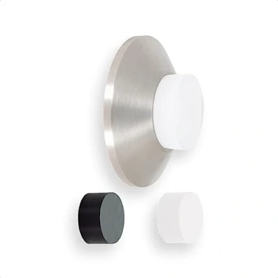 Immagine di EVI Herrajes Fermaporta da parete 45 x 17 mm acciaio inossidabile gomma bianca e nera inclusa installazione adesiva o con vite