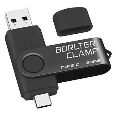 Immagine di 32GB Chiavetta USB 3.0 Type C, BorlterClamp 2 in 1 Pendrive (USB C e A 3.0) Memoria Flash OTG Drive Girevole per Android Smartphone Samsung S10 S8, Huawei honor, Laptop, PC (Nero)