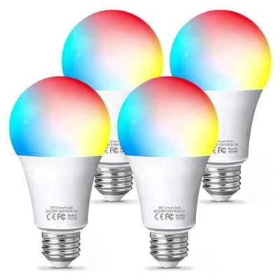 Immagine di Fitop Lampadina Alexa WiFi E27, Lampadine Smart LED 9W (80W Equivalente) Dimmerabile RGBCW Colore Cambiano Luci 2200K 6500K, Compatibile con Alexa/Google Home/Siri, 4 Pezzi