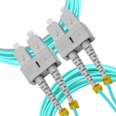 Immagine di digitX Cavo fibra ottica, Multimode Duplex OM3, 50/125 Patch Cord colore aqua (SC/SC, 2M)