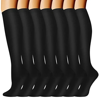 Immagine di Calze a compressione Calzini （7 paia per donne e uomini Circolazione 20 30 mmhg il calzino alto al ginocchio è miglior supporto la corsa atletica, ciclismo