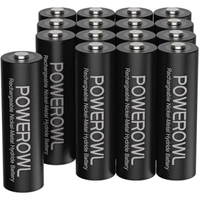 Immagine di Powerowl Batterie Ricaricabili AA, ad Alta Capacità, 2800 mAh, 1,2V NiMH Pile AA Pre caricate, Confezione da 16