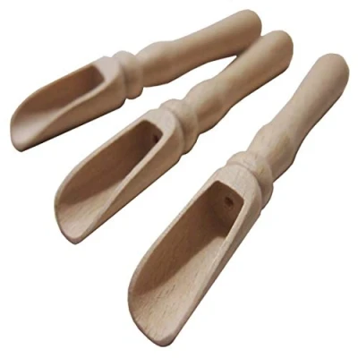 Immagine di efo Set di 3 cucchiai in legno con impugnatura lunga, eleganti multiuso legno, per sale e spezie, paletta semi piccole dimensioni x 10,5 cm (A)