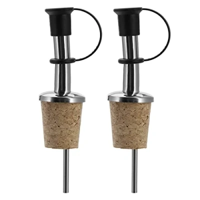 Immagine di Westmark 2 Beccucci per Bottiglie di Liquori, Olio e Aceto, Con Tappi ad Anello, Metallo/Acciaio Inossidabile, in Sughero Naturale, Inox Standard, Argento, 45302280