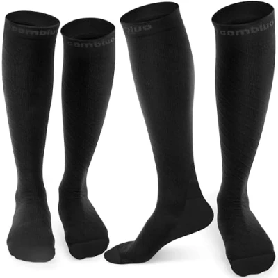 Immagine di CAMBIVO 2 Paia Calze Compressione Graduata Donna e Uomo, a 20 30mmHg, Gambaletto Compression Socks Elastiche per Circolazione Gambe, Sport, Trail Running, Viaggio Aereo